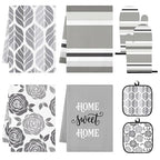 Grey Floral Kitchen Decor Set (Gray Rose)