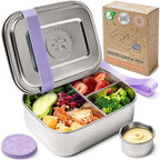 Stainless Steel Bento Box + Condiment Container (Lavender / 27oz / 800ml)