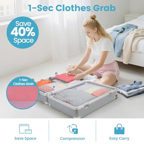 Mesh Compression Packing Cubes for Travel (11 Active Lake Blue/Watermelon Pink/Orange/Yellow / 7-Piece Set)
