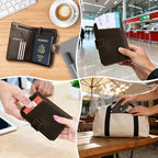 All in One RFID Passport Wallet with Tracker Slot (Dark Brown)
