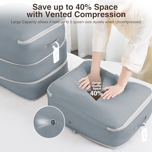 4 Pack Compression Storage Bags (110L-4 Pack / Light Gray)
