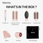Tideway Prowaver 6-in-1 Hot Air Styler Wrap Dual Voltage Ionic Professional Hair Dryer Brush with Auto Wrap Curlers &Volumizing Brush for Fast Drying& Frizz Free Hair with No Heat Damage for Women