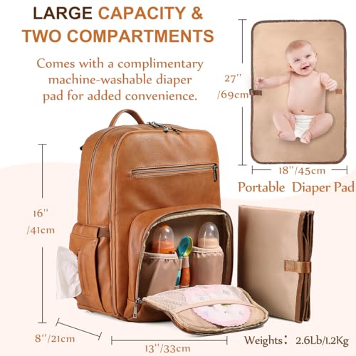 Diaper Bag Backpack for Mum Dad (Tan)