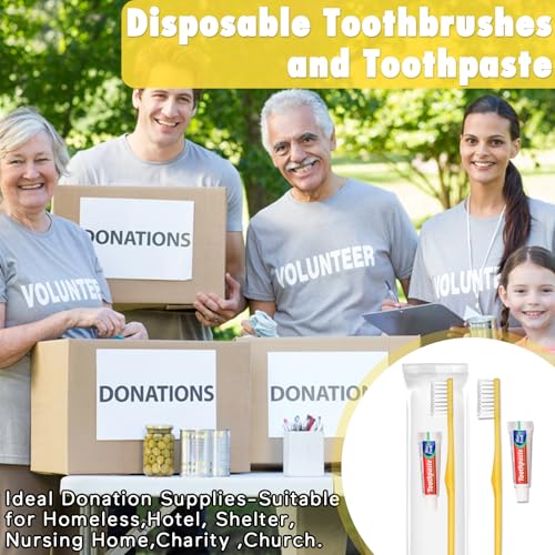 Disposable Toothbrushes with Toothpaste Pack of 10