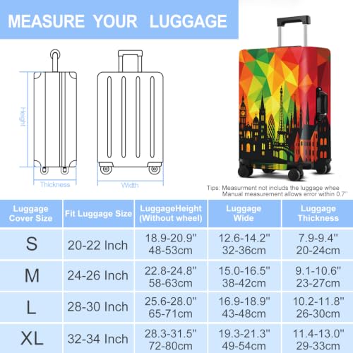 Colorful City Luggage Cover Washable Suitcase Protector Anti (Colorful City / S(20-22inch suitcase))
