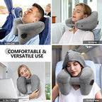 Travel Neck Pillow for Airplane Pillow Comfortably Supports Head (Dark Grey)