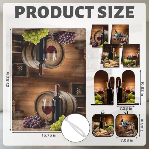 Wine Grapes Kitchen Decor Set (Vintage Wine)
