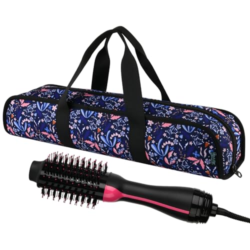 Travel Case for Blow Dryer Brush (Blue Flowers)