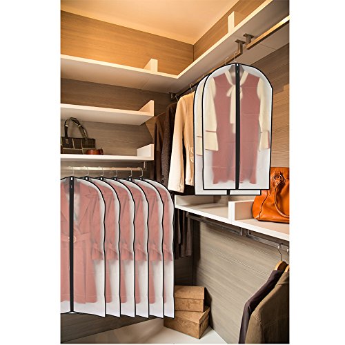 Garment Bags for Hanging Clothes (24'' x 48''/6 Pack / Black-Translucent)