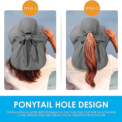 Womens Sun Hat UV Protection (One Size / Drak Grey)