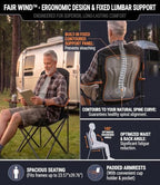 2 Pack Padded Oversized Camping Chairs with Lumbar Support (Black / Twin Pack)