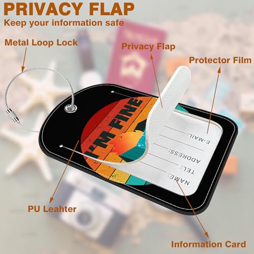 2 Pack PU Luggage Tags for Suitcase (Im Fine)