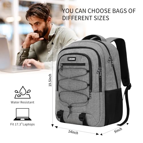 Grey Backpack for Men Women (D6-grey / 17.3 Inch)
