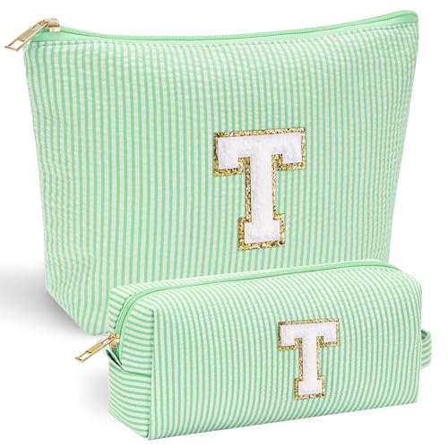 Initial Makeup Bag for Girls (Green / T)