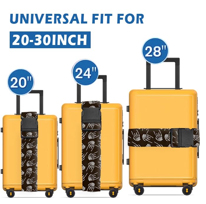 Luggage Straps for Suitcases Travel Belt Accessories (Rock Skull Hands)