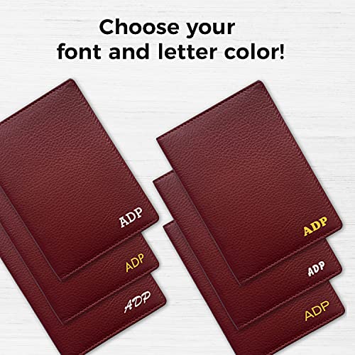 Personalized Monogrammed Merlot Leather RFID Passport Wallet (Merlot / Minimalist)