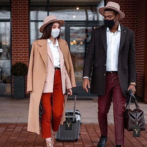 Luggage Tag PU Leather for Suitcase Baggage Handbag Travel Bag Label Suitcase Tag w. Name Card & Privacy Cover (Y)