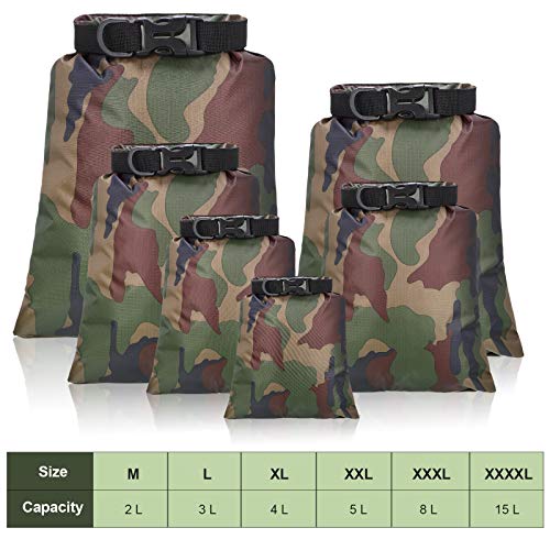 6 Pcs 6 12 Pcs Waterproof Dry Bags (Camouflage Color)