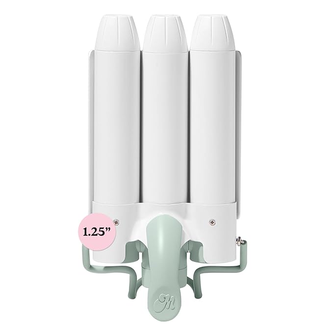 Mane 1.25" Jumbo Hair Waver Styling Attachment - 3 Barrel Curling Iron for Natural-Looking Beach Waves, Frizz-Free Volume & Texture - Detachable Hair Tools Compatible with Power Base
