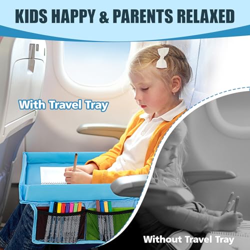Car Seat Tray for Kids Travel (Blue)