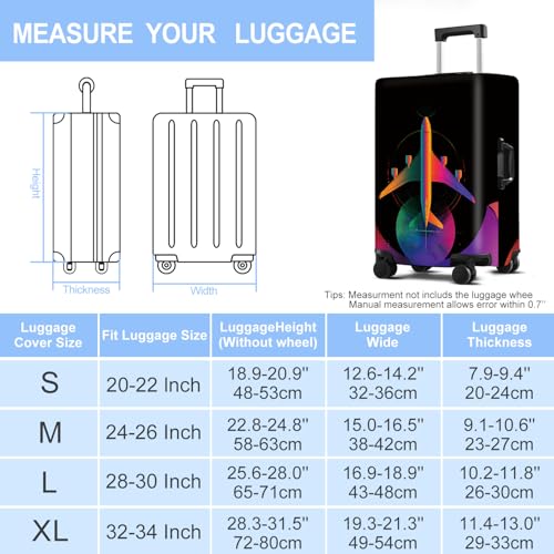 Colorful Airplane Luggage Cover Washable Suitcase Protector Anti (Colorful airplane / L(28-30inch suitcase))
