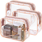 TSA Approved Toiletry Bag (LB-Flower Print + Rose Pink / Medium Set)