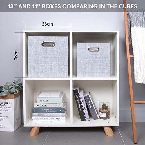 11 Inch Cube Storage Bins for Organization (11×11×11/4pcs / Silver Grey)