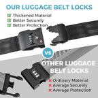 Luggage Straps with TSA Lock (Black 3Pack / Combination Lock Strap)