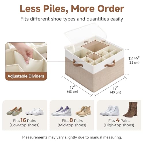 2-Pack 32-Pair Closet Shoe Storage Organizer, Brown and White (Brown & White / Medium-2 Pack)