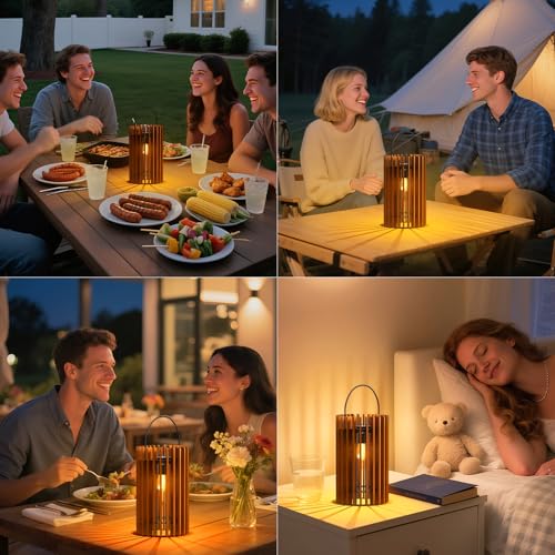 2 Pack 13" Solar Lantern Outdoor Waterproof IP44 Outside Lights LED Hanging Rattan Lamp for Patio Garden Decor Porch Yard Table Top Decorative (round)