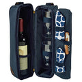 Insulated Wine Tote with 2 Wine Glasses (Trellis Blue)