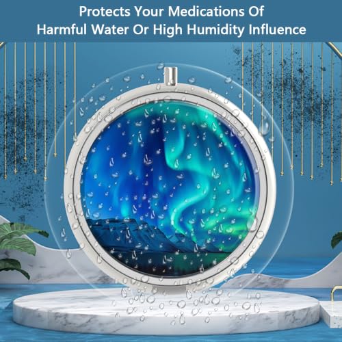 Pill Box 3 Compartment Small Pill Case Pill Organizer for Pocket or Purse (03-northern Light / 1 piece)