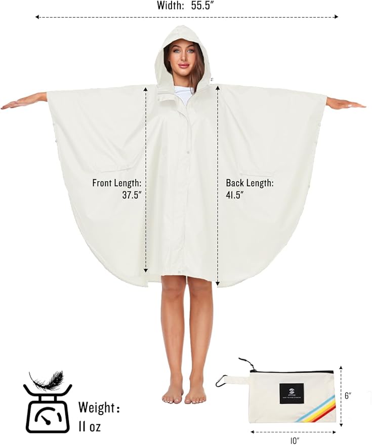 SaphiRose Unisex Rain Poncho Hooded Waterproof Raincoat - Image 6