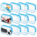 12PCS Clear Makeup Bag Transparent PVC Makeup Bag Waterproof Plastic Zipper Pouches Travel Toiletry Organizer Cosmetic Storage Case for Women Traveling Bathroom (Medium / Blue)