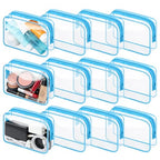 12PCS Clear Makeup Bag Transparent PVC Makeup Bag Waterproof Plastic Zipper Pouches Travel Toiletry Organizer Cosmetic Storage Case for Women Traveling Bathroom (Medium / Blue)