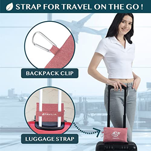 Travel Blanket Airplane Compact Pillow with Bag for Flights (Pink / 65 x 40 inches)