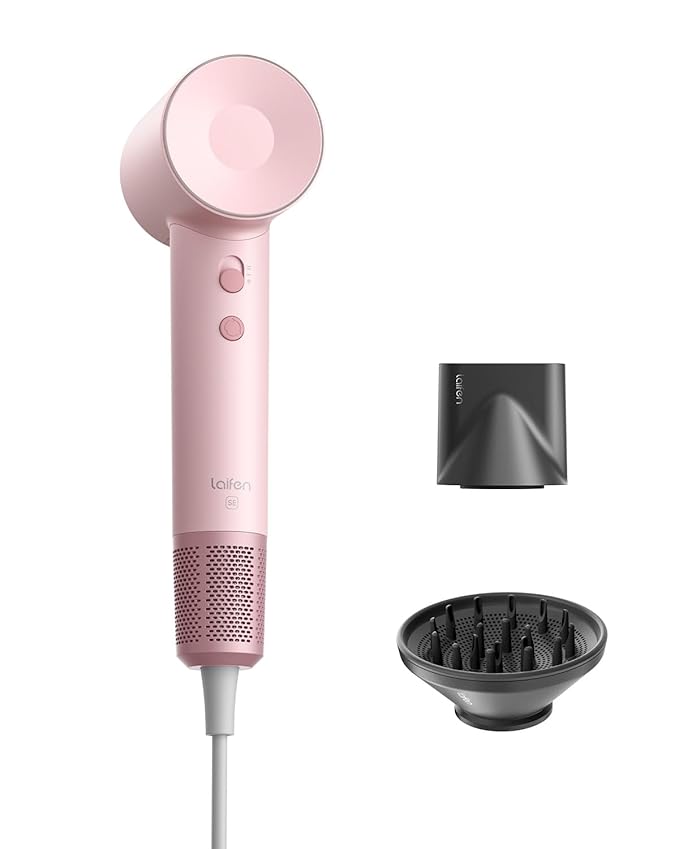 Laifen Hair Dryer SE, 200 Million Negative Ionic Blow Dryer with 105,000 RPM Brushless Motor 1400W Powerful Fast Drying High-Speed Low Noise Hairdryer with Magnetic Attachments