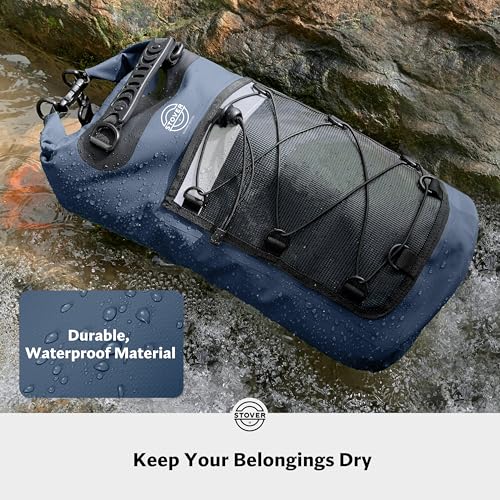 5/10/25/30/40L Waterproof Dry Bag & Phone Case - Large Floating Dry Backpack for Kayaking, Travel, Hiking, Fishing, Camping, Motorcycles & Beach, Heavy-Duty Roll Top Men/Women (Navy Blue) (25L+ Navy Blue / 40L)