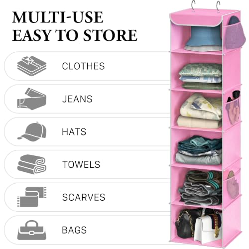 6 Shelf Hanging Closet Organizer (6 Shelf / Pink)