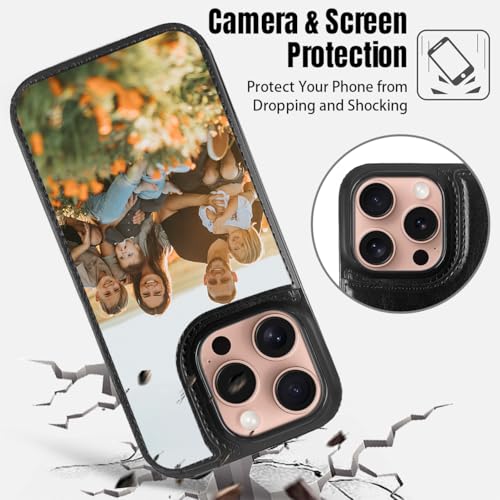 Custom Wallet Phone Case for iPhone 16 Pro with Photo (Black-A / iPhone 16 Pro)