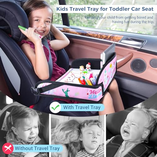 Kids Travel Tray for Car Seat (Pink Alpaca)