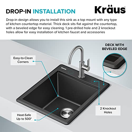 Bellucci 18 inch Granite Workstation Drop In Top Mount Single Bowl Kitchen Sink in Metallic Grey with Accessories (18 Inch / Gray)