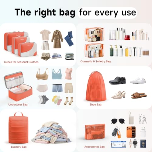 Packing Cubes for Travel (17 Orange)