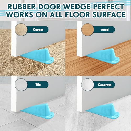 8 Pcs Jumbo Door Stoppers Heavy Duty Rubber Doorstop (Blue)