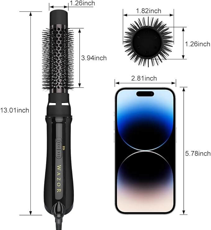 4-in-1 Hot Air Brush, Ionic Hair Dryer Brush with 2 Speeds & 2 Heat Settings, 1000W Fast Styling for Frizz-Free Shine, Blowout Straightener Curler for Salon Volumized Hair
