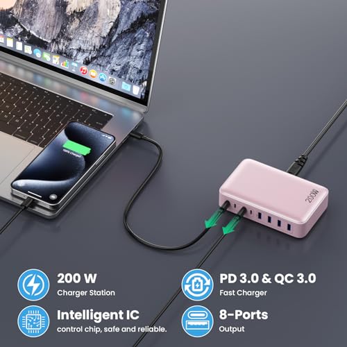 USB C Charger 200W USB C Charger Block (Pink / 200W)