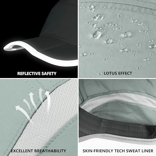 Reflective Foldable Running Hat for Men Women (7-7 5/8 / Grey Blue)