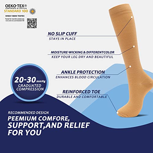 8 Pairs Compression Socks for Men & Women 20 (Large-X-Large / 07-8 Pairs-nude-new)