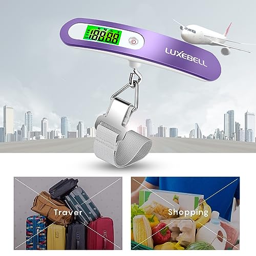 Digital Luggage Scale Vacation Travel Essentials Accessories Gifts for Traveler Portable Suitcase Handheld Weight Scale 110 lbs Hanging Baggage Travel Must Haves (Purple)