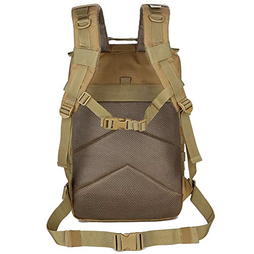 45L Military Tactical Backpacks Molle Army Assault Pack 3 Day Bug Out Bag Hiking Treeking Rucksack (1.2 Khaki)